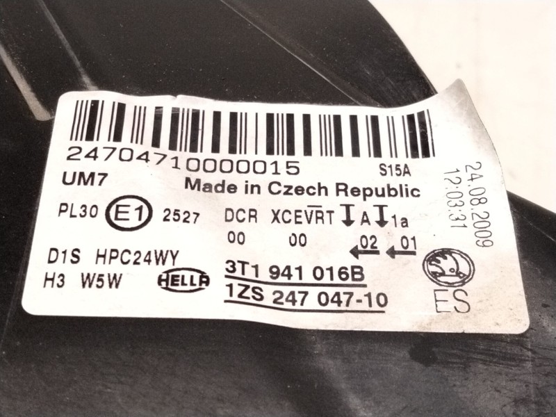 Recambio de faro derecho para skoda superb ii (3t4) 1.8 tsi 4x4 referencia OEM IAM 3T1941016  