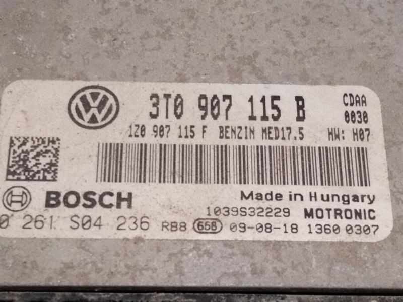 Recambio de centralita motor uce para skoda superb ii (3t4) 1.8 tsi 4x4 referencia OEM IAM 3T0907115 0261S04236 