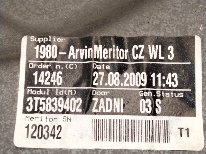 Recambio de elevalunas trasero derecho para skoda superb ii (3t4) 1.8 tsi 4x4 referencia OEM IAM 3T5839402  