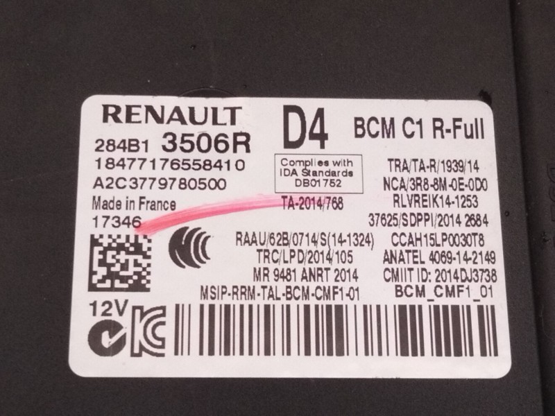 Recambio de modulo electronico para renault megane iv sport tourer (k9a/m/n_) 1.2 tce 130 (k9mr) referencia OEM IAM 284B13506R  