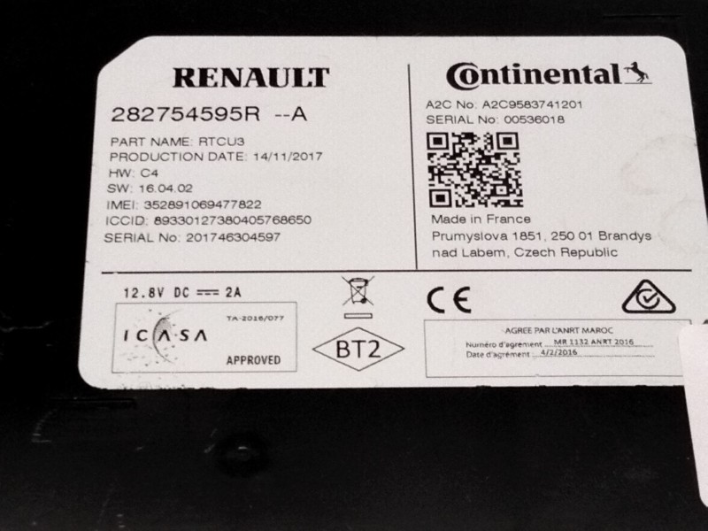 Recambio de modulo electronico para renault megane iv sport tourer (k9a/m/n_) 1.2 tce 130 (k9mr) referencia OEM IAM 282754595R  