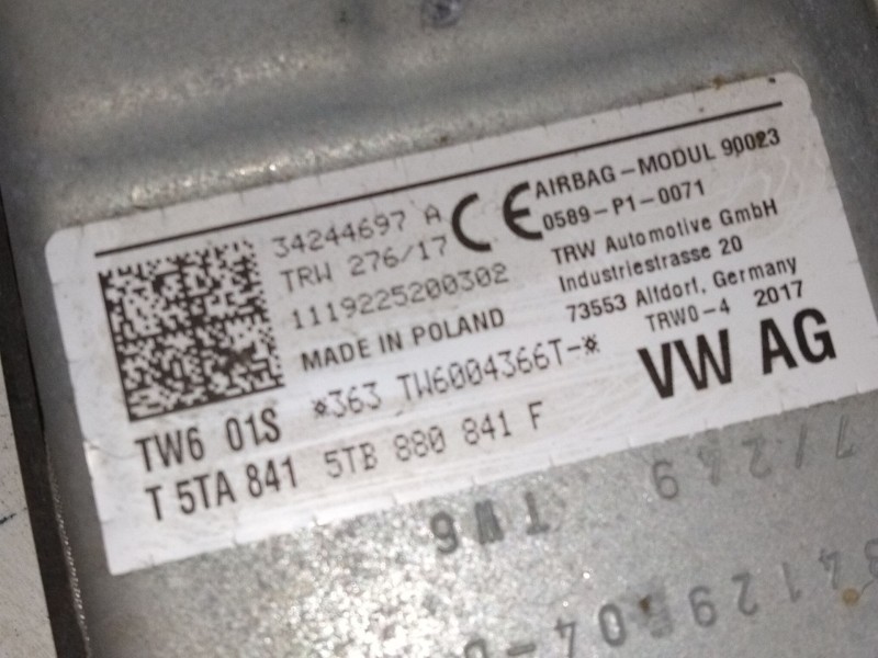 Recambio de kit airbag para volkswagen tiguan (5n_) 2.0 tdi 4motion referencia OEM IAM 5NB857003FFLG  