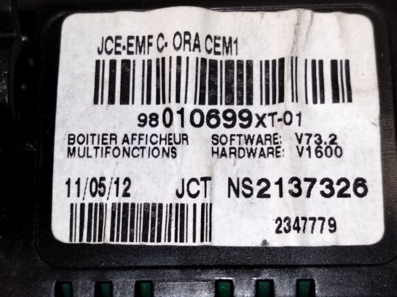Recambio de pantalla multifuncion para citroën c3 ii (sc_) 1.4 hdi 70 (sc8hzc, sc8hr0, sc8hp4) referencia OEM IAM 98010699  