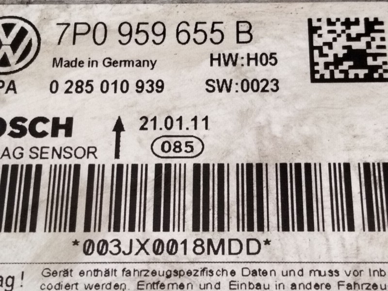 Recambio de centralita airbag para volkswagen touareg (7la, 7l6, 7l7) 3.0 v6 tdi referencia OEM IAM 7P0959655  