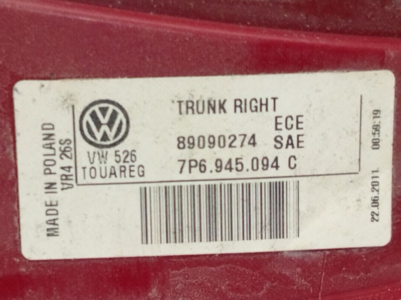 Recambio de piloto trasero derecho porton para volkswagen touareg (7la, 7l6, 7l7) 3.0 v6 tdi referencia OEM IAM TP6945094  