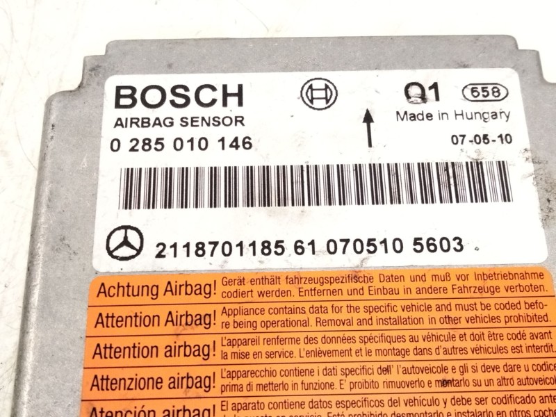 Recambio de centralita airbag para mercedes-benz cls (c218) cls 350 cdi / d (218.323) referencia OEM IAM 2118701185 0285010146 