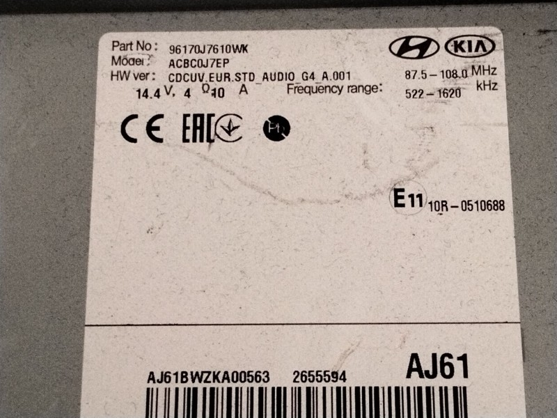 Recambio de sistema audio / radio cd para kia ceed (cd) 1.6 crdi 136 referencia OEM IAM 96170J7610  
