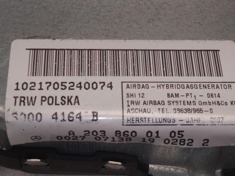 Recambio de airbag lateral trasero izquierdo para mercedes-benz cls (c218) cls 350 cdi / d (218.323) referencia OEM IAM A2038600