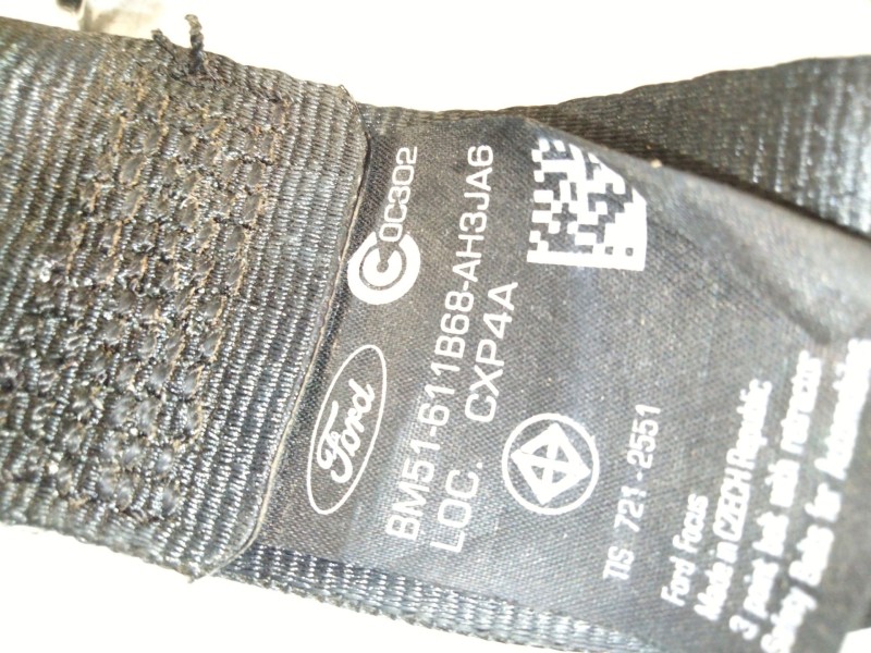 Recambio de cinturon seguridad trasero derecho para ford focus iii 1.0 ecoboost referencia OEM IAM BM51611B68  
