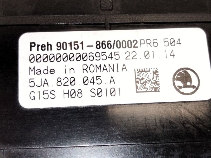 Recambio de mando calefaccion / aire acondicionado para skoda spaceback (5h) active referencia OEM IAM 5JA820045  