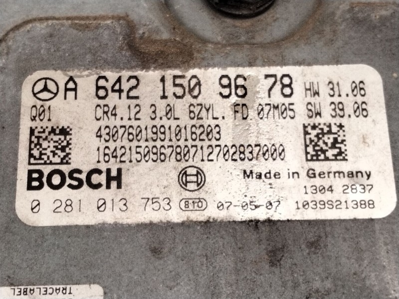 Recambio de centralita motor uce para mercedes-benz clase m (w164) ml 350 4-matic (164.186) referencia OEM IAM A6421509678 02810