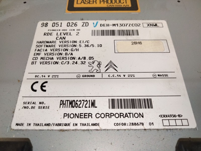 Recambio de sistema audio / radio cd para peugeot 208 i (ca_, cc_) 1.6 hdi / bluehdi 75 referencia OEM IAM   