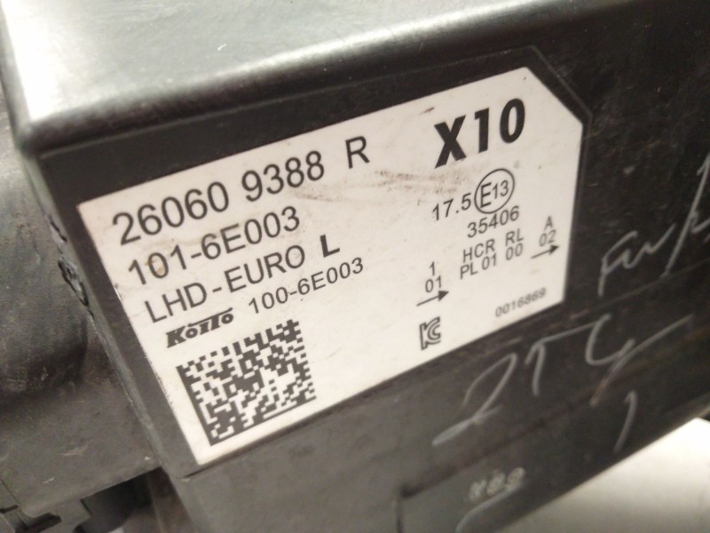 Recambio de faro izquierdo para renault zoe furgoneta/hatchback (bfm_) electric (bfma, bfmb) referencia OEM IAM 260609388R  