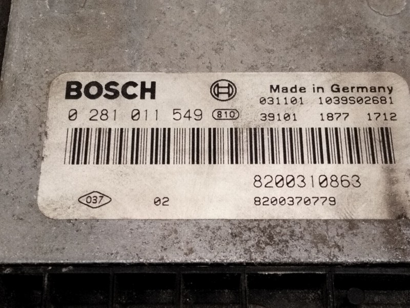 Recambio de centralita motor uce para renault scénic ii (jm0/1_) 1.9 dci (jm0g, jm12, jm1g, jm2c) referencia OEM IAM 8200310863 