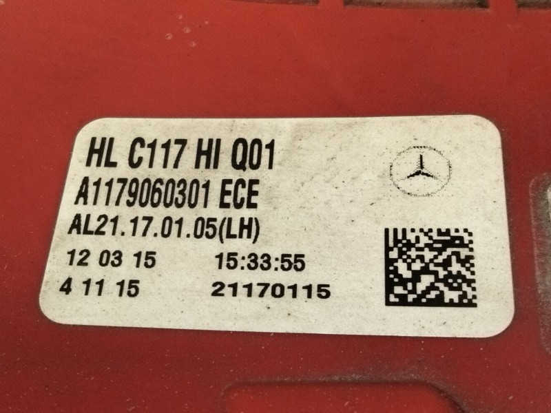 Recambio de piloto trasero izquierdo para mercedes-benz cla coupé (c117) cla 220 cdi / d (117.303) referencia OEM IAM A117906030