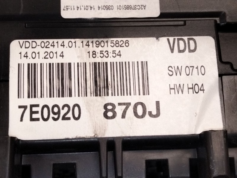 Recambio de cuadro instrumentos para volkswagen transporter t5 furgón (7ha, 7hh, 7ea, 7eh) 2.0 tdi referencia OEM IAM 7E0920870 