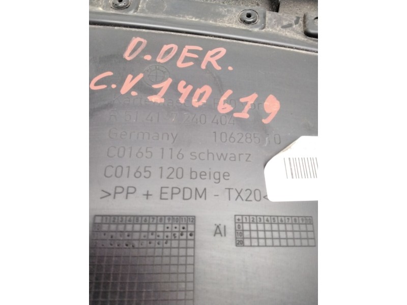 Recambio de guarnecido puerta delantera derecha para bmw serie 1 lim. (f20) 114i referencia OEM IAM 21037341F2DVR1 10628510 