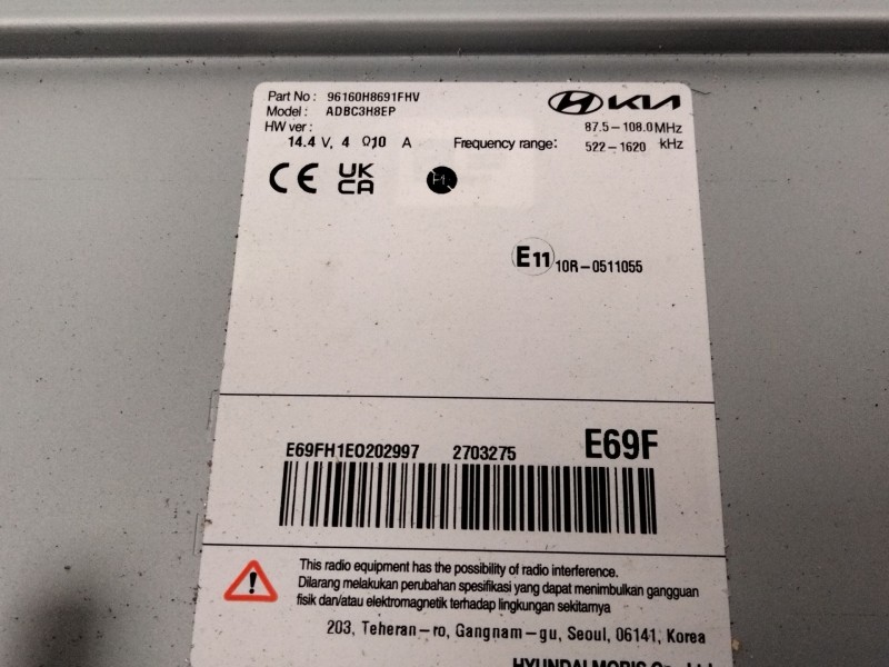 Recambio de sistema audio / radio cd para kia stonic (yb) 1.2 cvvt referencia OEM IAM 96160H8691  