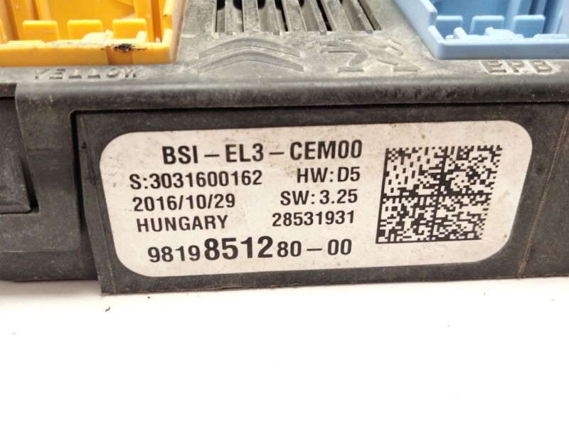 Recambio de caja fusibles para peugeot expert furgón (v_) 1.6 bluehdi 115 referencia OEM IAM 9819851280  