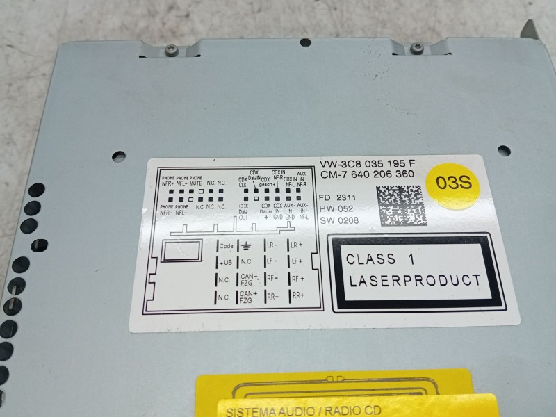 Recambio de sistema audio / radio cd para volkswagen golf vi variant (aj5) 1.6 tdi referencia OEM IAM 3C8035195F  