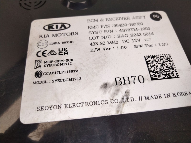 Recambio de modulo electronico para kia stonic (yb) 1.2 cvvt referencia OEM IAM 954B0H8700  
