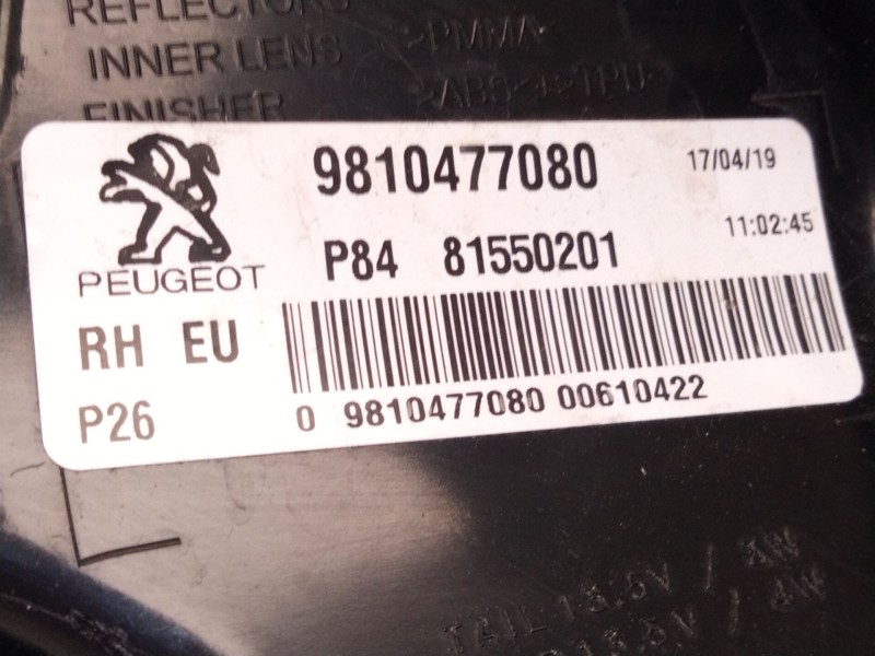 Recambio de piloto trasero derecho para peugeot 3008 suv (mc_, mr_, mj_, m4_) 1.2 thp/ puretech 130 (mrhnsm, mrhnsu, mrhnsj, mrh