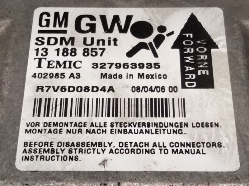 Recambio de centralita airbag para opel astra h (a04) 1.7 cdti (l48) referencia OEM IAM 13188857  