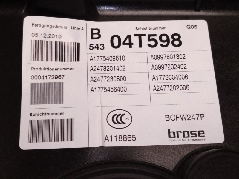 Recambio de elevalunas delantero derecho para mercedes-benz clase b sports tourer (w247) b 180 d (247.003) referencia OEM IAM A1