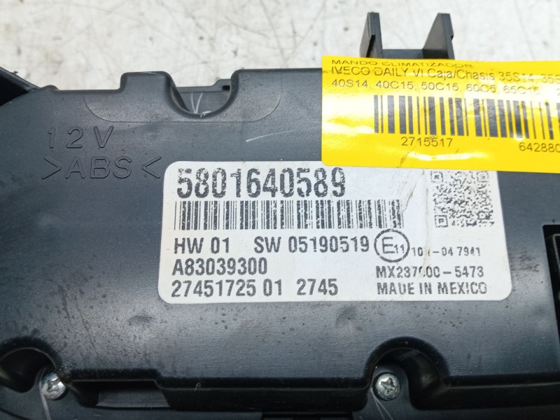 Recambio de mando climatizador para iveco daily vi caja/chasis 35s14, 35s15, 35c15, 40s14, 40c15, 50c15, 60c5, 65c15,... referen