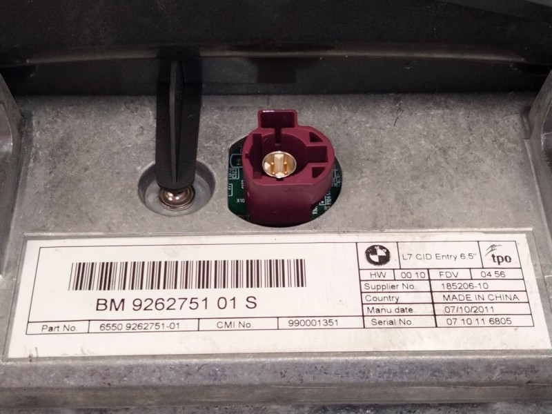 Recambio de pantalla multifuncion para bmw 1 (f20) 118 d referencia OEM IAM 9262751  