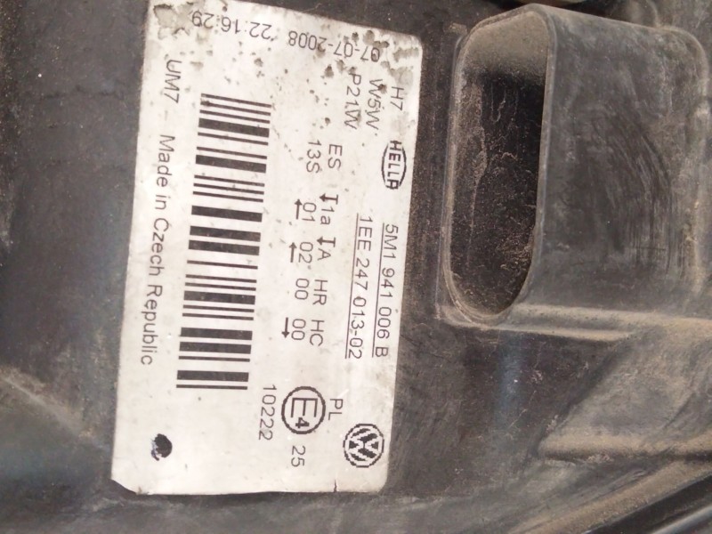 Recambio de faro derecho para volkswagen golf plus v (5m1, 521) 1.6 fsi referencia OEM IAM 5M1941006  