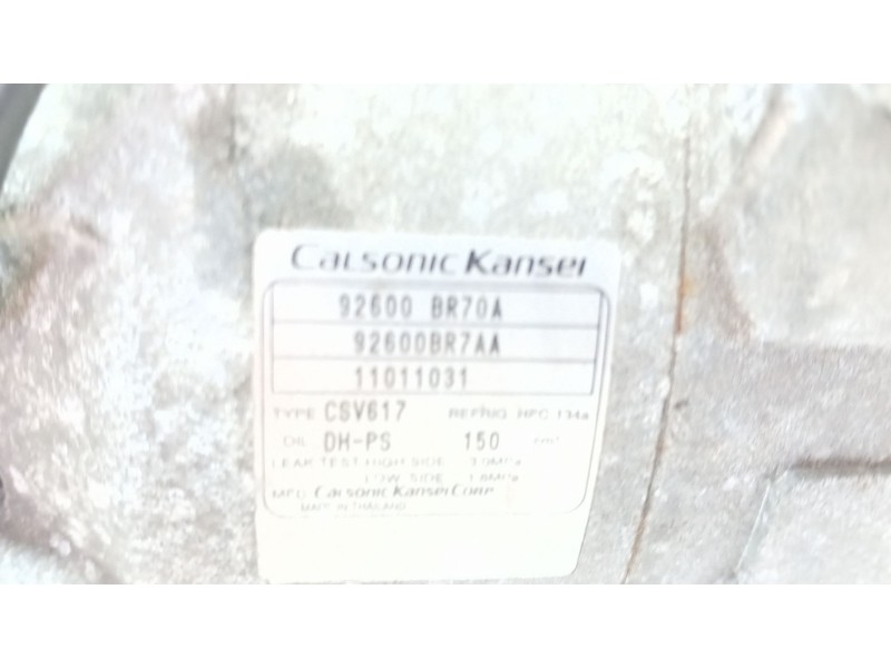 Recambio de compresor aire acondicionado para nissan qashqai (j10) 2.0 dci turbodiesel cat referencia OEM IAM 92600BR70A  