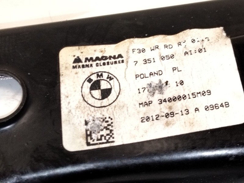 Recambio de elevalunas trasero derecho para bmw 3 (f30, f80) 318 d xdrive referencia OEM IAM 7351050  