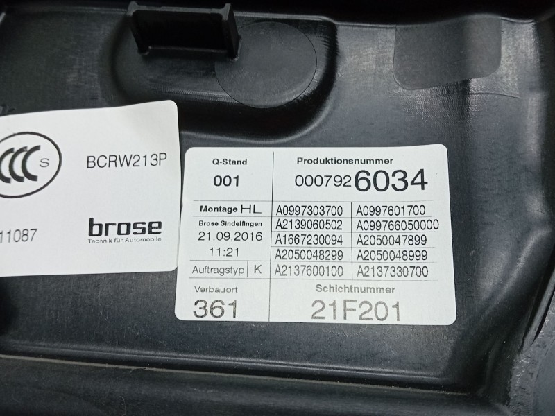 Recambio de elevalunas trasero izquierdo para mercedes-benz clase e (w213) e 220 d (213.004) referencia OEM IAM   