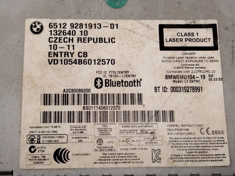 Recambio de amplificador de radio para bmw 1 (f20) 118 d referencia OEM IAM 9281913  