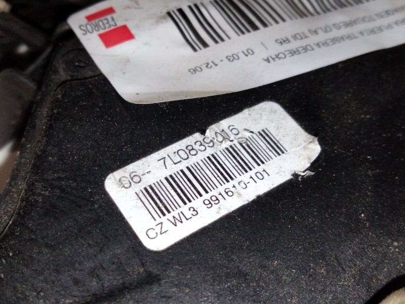 Recambio de cerradura puerta trasera derecha para volkswagen touareg (7la) tdi r5 referencia OEM IAM 7L0839016  