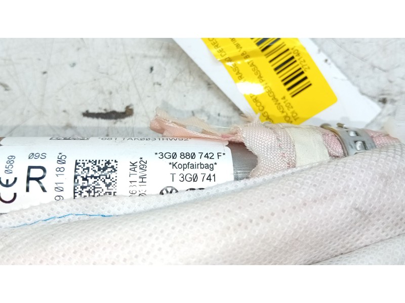 Recambio de airbag cortina trasero derecho para volkswagen passat b8 variant (3g5, cb5) 2.0 tdi referencia OEM IAM 3G0880742F  