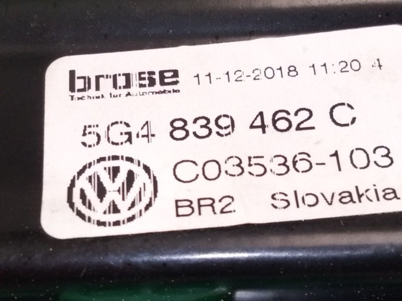 Recambio de elevalunas trasero derecho para volkswagen golf vii (5g1, bq1, be1, be2) 1.0 tsi referencia OEM IAM 5G4839462  