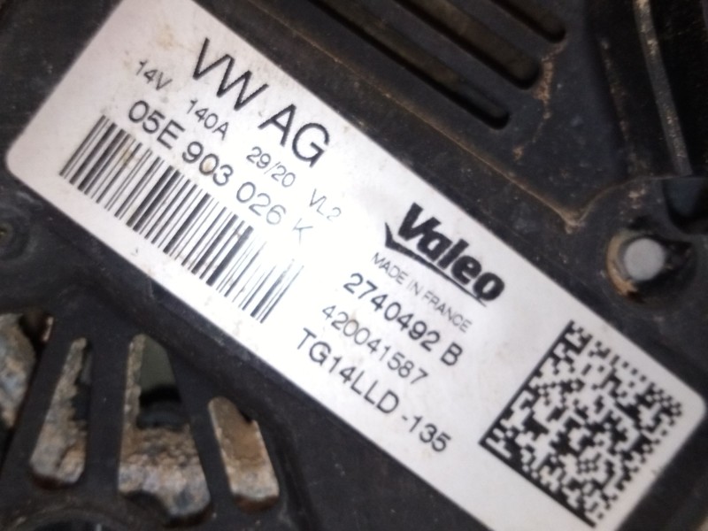 Recambio de alternador para volkswagen t-cross (c11) 1.0 tsi referencia OEM IAM 05E903026  