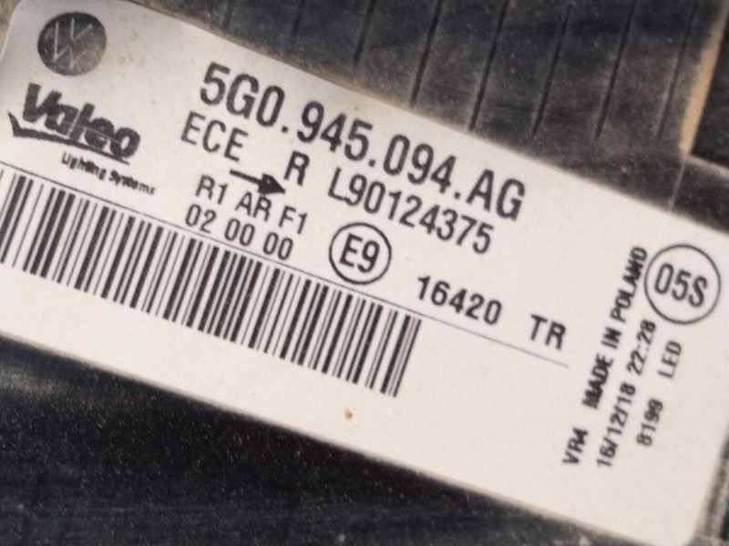 Recambio de piloto trasero derecho porton para volkswagen golf vii (5g1, bq1, be1, be2) 1.0 tsi referencia OEM IAM 5G0945094  