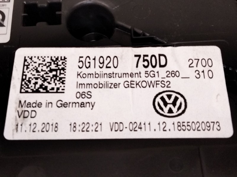 Recambio de cuadro instrumentos para volkswagen golf vii (5g1, bq1, be1, be2) 1.0 tsi referencia OEM IAM 5G1920750  
