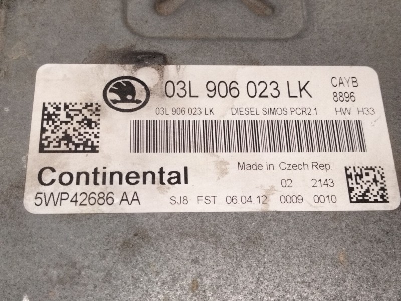 Recambio de centralita motor uce para skoda roomster (5j7) 1.6 tdi referencia OEM IAM 03L906023  