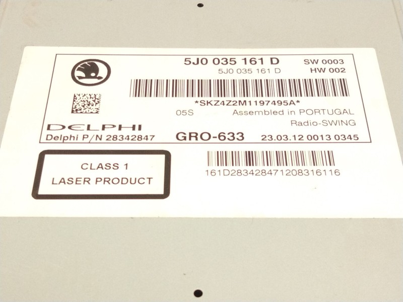Recambio de sistema audio / radio cd para skoda roomster (5j7) 1.6 tdi referencia OEM IAM 5J0035161  
