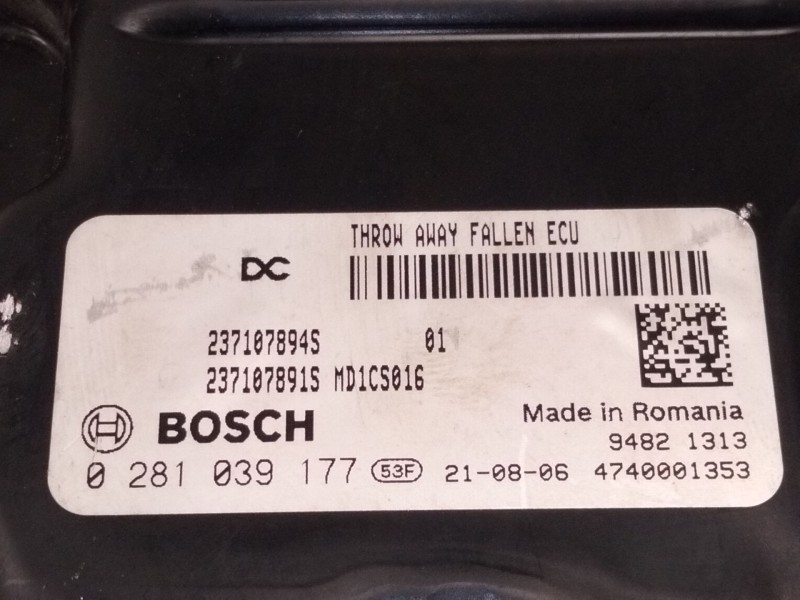 Recambio de centralita motor uce para renault clio v (b7_) 1.5 blue dci 100 (b7ad) referencia OEM IAM 237107894 0281039177 