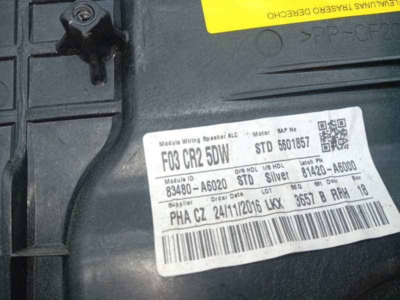 Recambio de elevalunas trasero derecho para hyundai i30 (gd) tecno referencia OEM IAM 83480A6020  