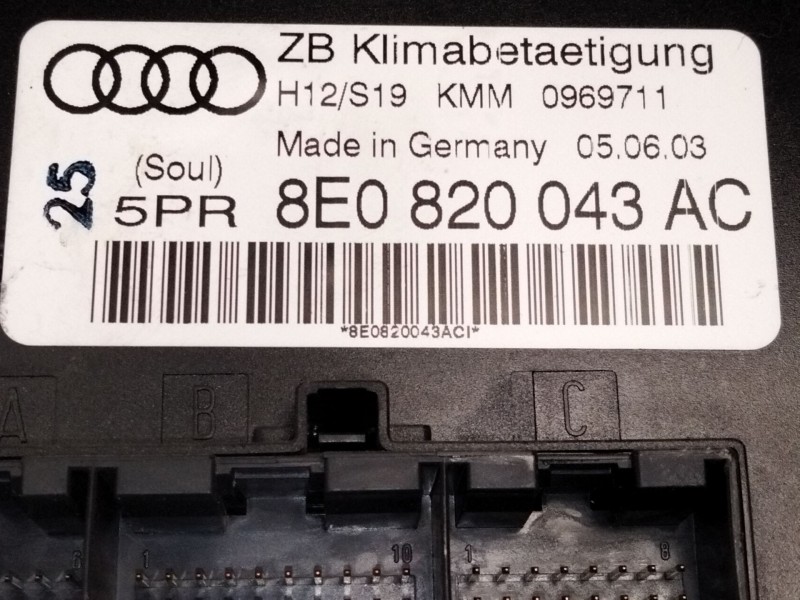 Recambio de mando calefaccion / aire acondicionado para audi a4 b6 (8e2) 2.5 tdi referencia OEM IAM 8E0820043  