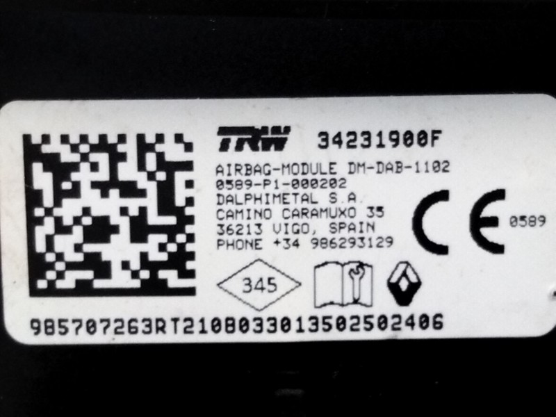 Recambio de airbag delantero izquierdo para renault clio v (b7_) 1.5 blue dci 100 (b7ad) referencia OEM IAM 34231900F  