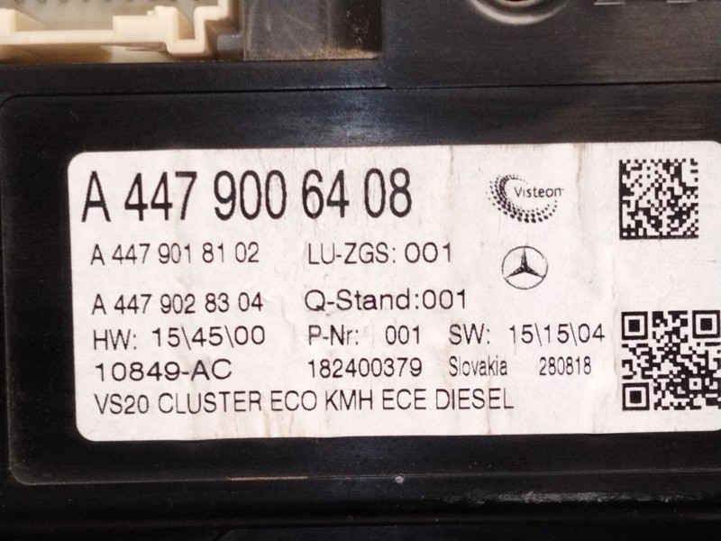 Recambio de cuadro instrumentos para mercedes-benz vito furgón (w447) 111 cdi (447.601, 447.603, 447.605) referencia OEM IAM A44