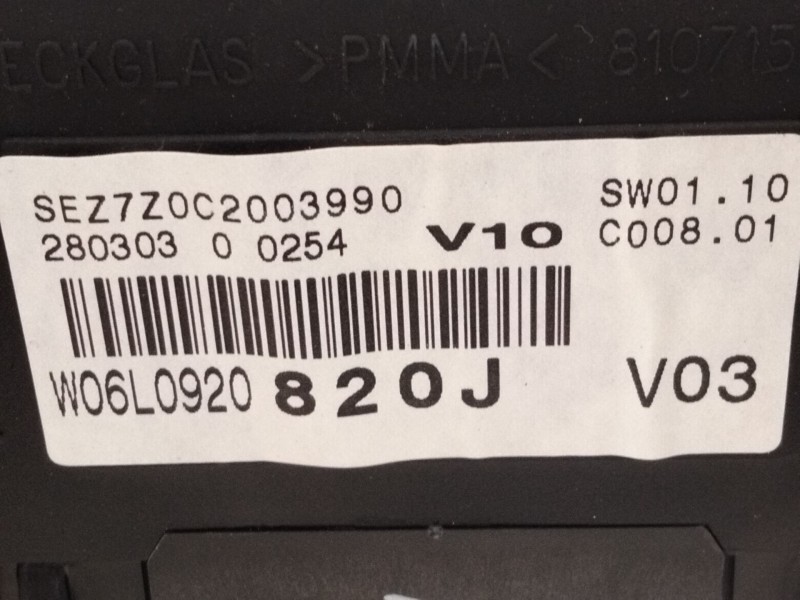 Recambio de cuadro instrumentos para seat cordoba (6l2) 1.9 tdi referencia OEM IAM 6L0920820  