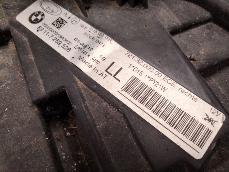 Recambio de faro derecho para bmw 3 (f30, f80) 318 d referencia OEM IAM 7259526  